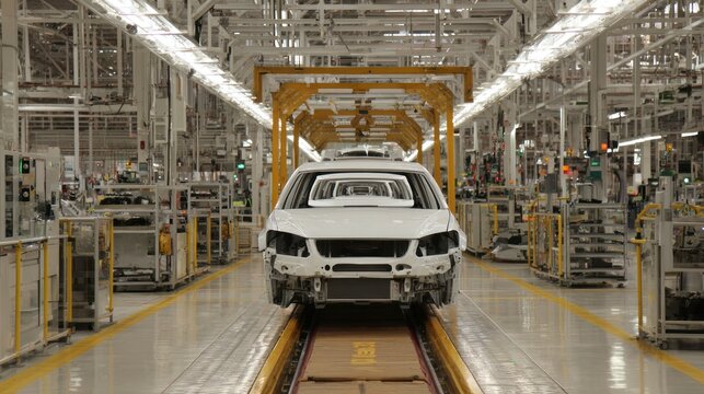 Automobile assembly line car body production and manufacturing process