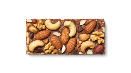 Fototapeta premium A top-down view of a protein bar photographed on a pure white background.