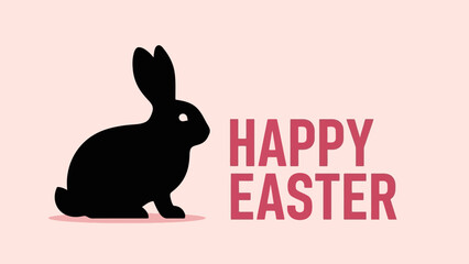 Fototapeta premium A simple black silhouette of a rabbit sits to the left of the words 