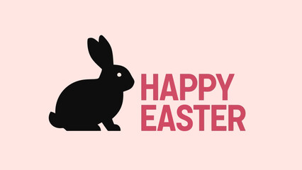 Fototapeta premium A minimalist graphic featuring a black silhouette of a rabbit next to the words 