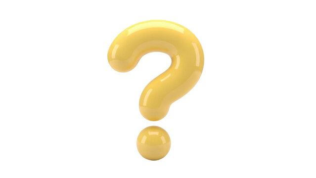 Isolated yellow question mark sign, symbol of inquiry, confusion, and uncertainty concept