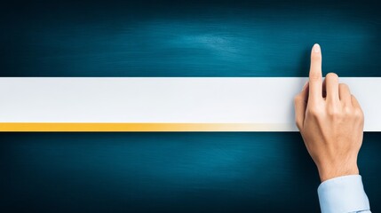 Person points at white paper strip hand points to blank paper strip person points