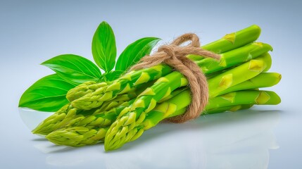 Fresh green asparagus spears bundled together vibrant green asparagus ready for culinary use