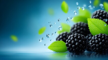 Fresh blackberries glisten with water droplets close up of ripe blackberries adorned with clear water