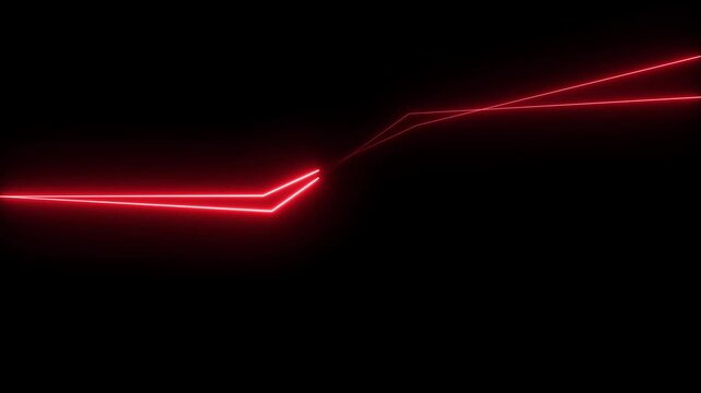 Moving neon line stripes animation. Neon laser line on black background. Neon curve line technology. Glowing neon curve laser lines.
