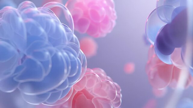 A bunch of colorful bubbles floating in the air. The bubbles are of different colors and sizes. Soft transparent shapes symbolizing ai guided thought analysis, ai driven mental health tools