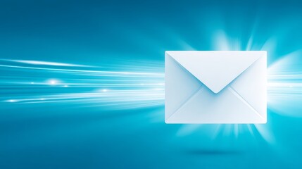 Email envelope icon on blue background white email envelope icon on vibrant blue backdrop
