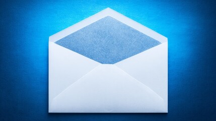 White envelope reveals smaller blue envelope within plain white envelope encloses contrasting blue envelope