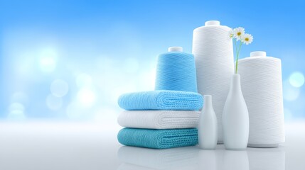 Soft fluffy towels neatly stacked for home comfort freshly laundered absorbent fabric towels home essential