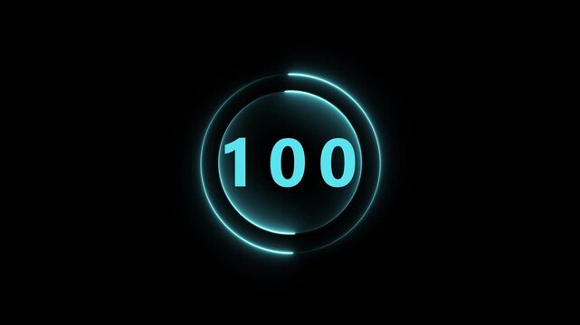 Glowing Neon Circle With Number 100 On Black Background one hundred digit