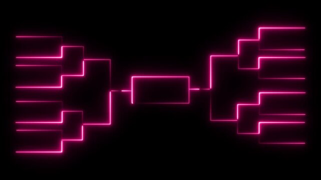 Pink Neon Tournament Bracket Diagram on Black Background competition sports