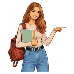 Smiling Student with Backpack and Notebooks Illustration