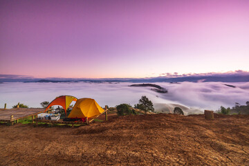 Landscape sea of mist  in the  morning on high mountain Chiang Mai  province Thailand.