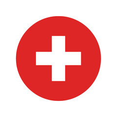 Obraz premium a simple visualization displaying the national flag of switzerland featuring a prominent white cross centered on a vibrant red circular background