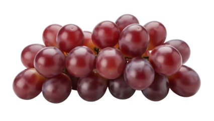 Isolated ripe red grapes, fresh healthy fruit, bunch of plump grapes, close-up studio shot