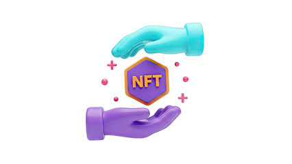 Hands Protecting NFT Token Concept