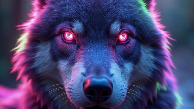 Neon Blue Wolf face concept