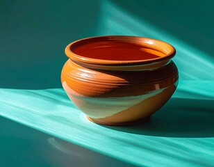 Abstract Clay Pot Surface Highlighted by Warm Light