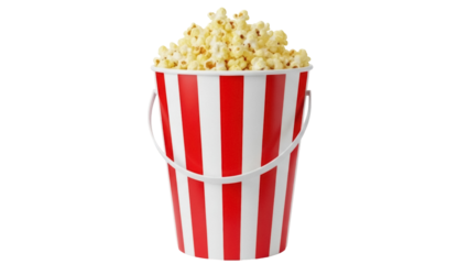 Isolated bucket of popcorn for the movie theater, a treat snack for a hungry audience