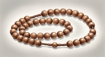 Obraz premium Traditional Wooden Prayer Beads for Spiritual Reflection and Meditation.