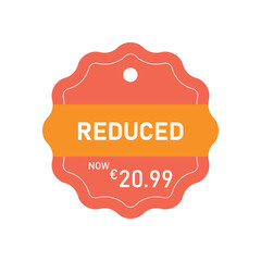 Discount price tag. Special offer reduced to &euro;20.99