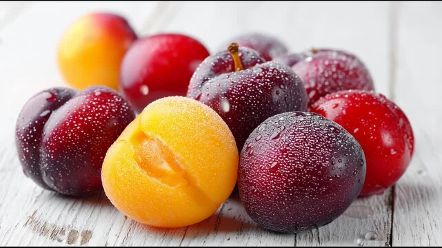 Fresh Plums: Vibrant Red, Purple & Yellow Varieties