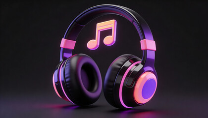 Stylish 3D headphones icon representing music streaming, audio apps, podcasts, entertainment platforms, and digital media experiences.