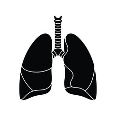 a simple black and white illustration depicts the human lungs and trachea showcasing the basic anatomy of the respiratory system in
