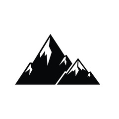 a simple black and white illustration depicts a range of sharply defined mountain peaks against a plain white background creating a