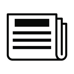 a simple black and white line icon representing a folded newspaper or document clearly showing its rectangular shape and lines
