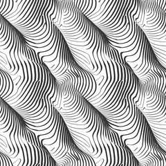 Wavy lines seamless pattern, fluid curves, modern minimal design, monochrome palette