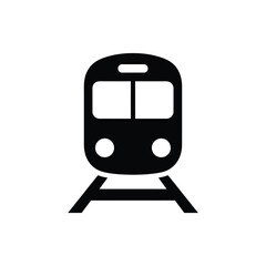 a simplistic black and white illustration depicts a front view of a train on tracks conveying transportation concepts high quality professional