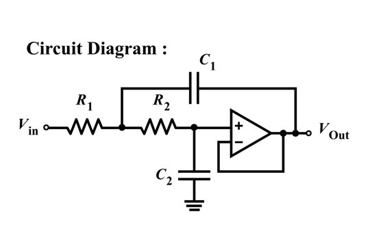 Circuit Diagram Of An Op-Amp Amplifier With Resistors And Capacitors For Educational Electronics Design