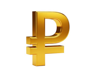 Obraz premium Golden russian ruble symbol isolated on transparent background isolated on transparent background