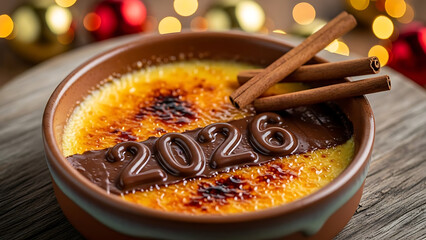 Dessert Dish with 2026 Chocolate Plaque