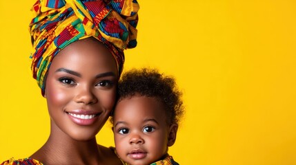 A heartwarming portrait of a mother and her child, both adorned in beautiful cultural attire, radiating warmth, love, and the strong bond that exists between them.