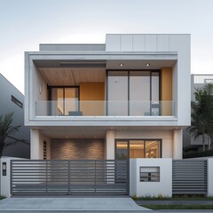 Contemporary villa with natural wood accents and sleek modern lines