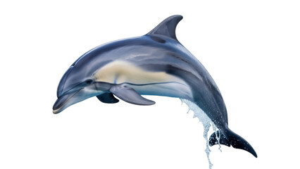Isolated striped dolphin gracefully leaping out of the water in a powerful motion scene © Fried