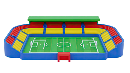 Colorful Toy Soccer Stadium with Field and Stands