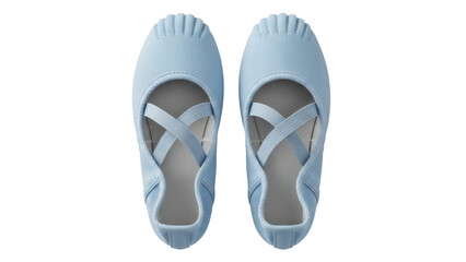 Isolated blue canvas ballet slippers, pointe shoes for dance, comfortable footwear design © Fried