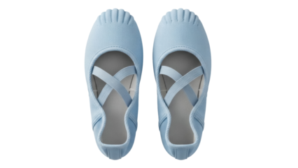 Isolated blue canvas ballet slippers, pointe shoes for dance, comfortable footwear design
