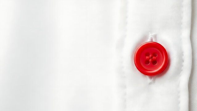 A close-up shot of a vibrant red button on a crisp white shirt, highlighting contrast and detail.