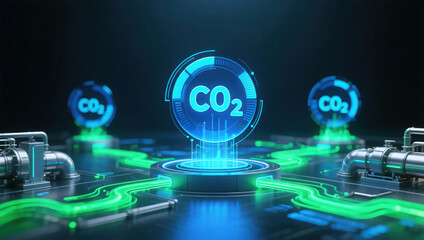 Digital technology creates twin representation of CO2 emissions, showcasing futuristic approach to environmental monitoring and management