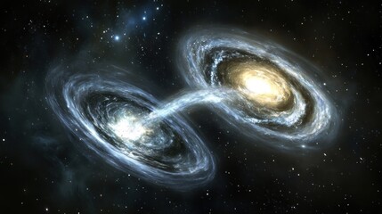 Two galaxies merging in space