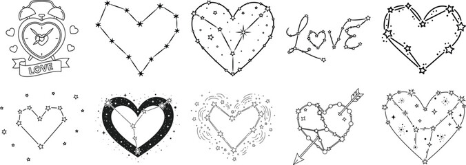 Black and white heart and star constellation with love theme stars © Graphic Shops