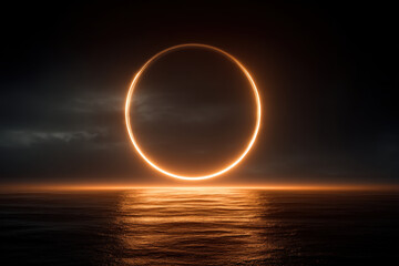 Glowing circular trust ring centered on charcoal background for payment verification