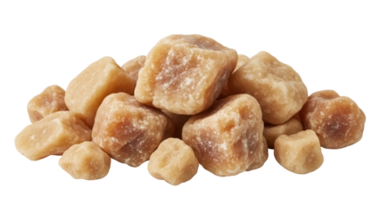 Isolated block of unrefined cane sugar, jaggery, used in Indian and South Asian cuisines