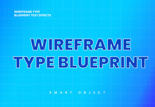Wireframe Blueprint Text Effect