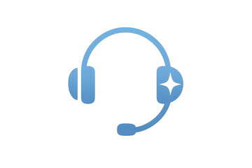 Blue headset icon with a transparent background for communication needs.