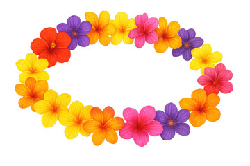 Tropical floral wreath forming an oval frame